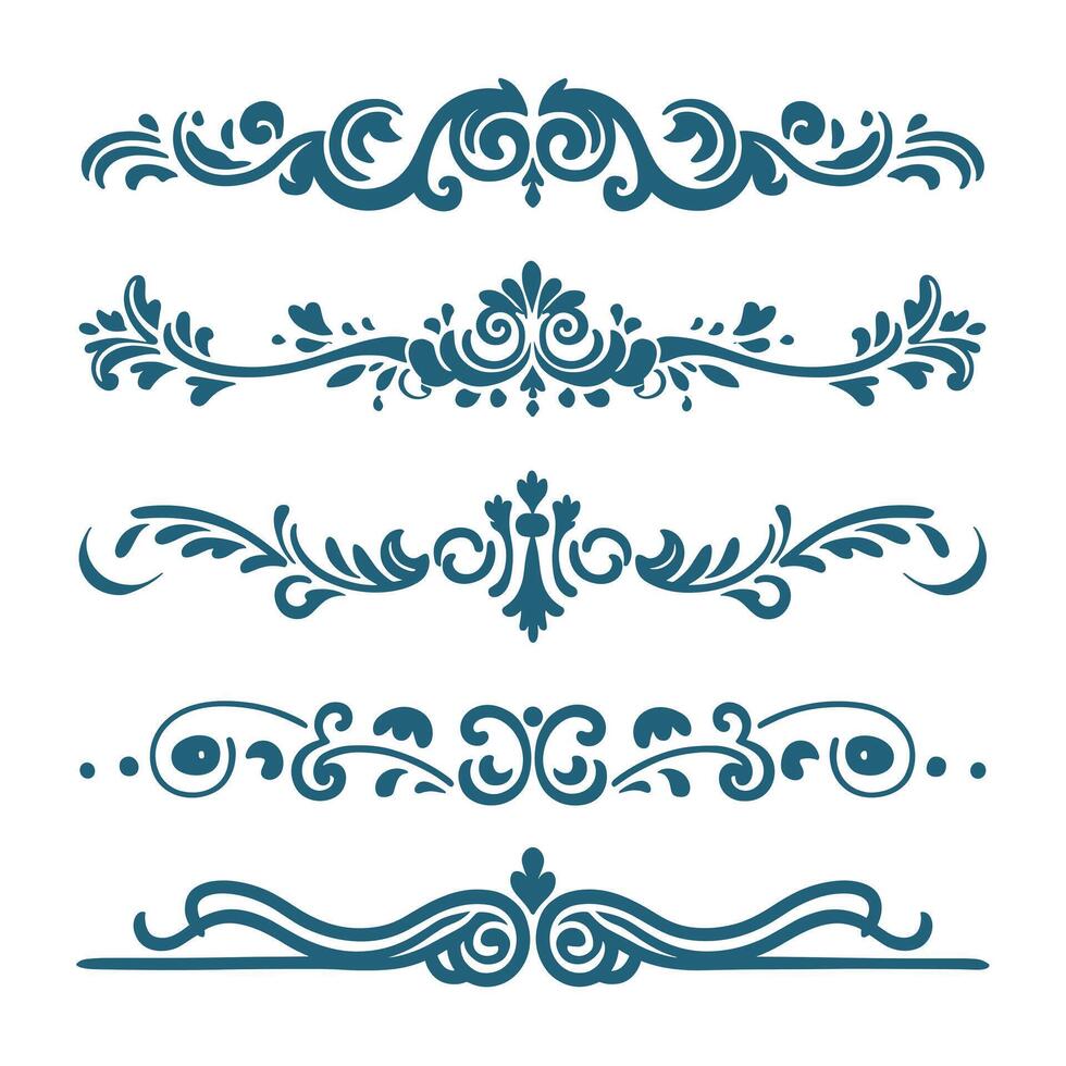 Set of vintage floral borders and scroll designs vector