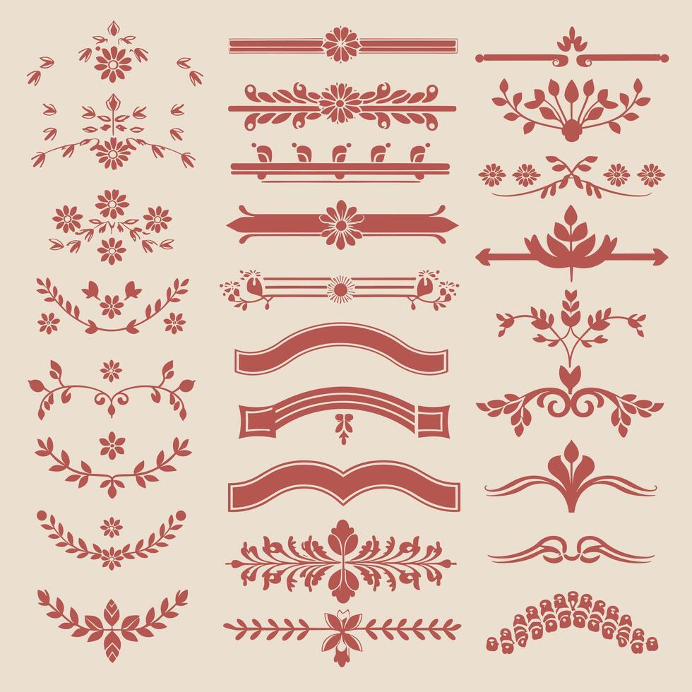 A set of decorative elements and borders vector