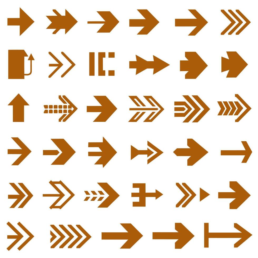 Orange Arrow Icon Set with Diverse Designs and Orientations vector