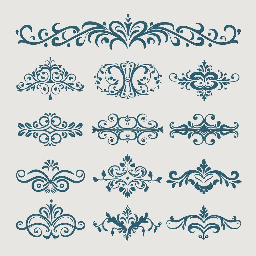 Set of vintage floral design elements vector
