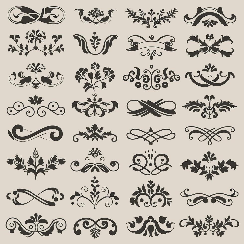 A large collection of ornamental designs vector
