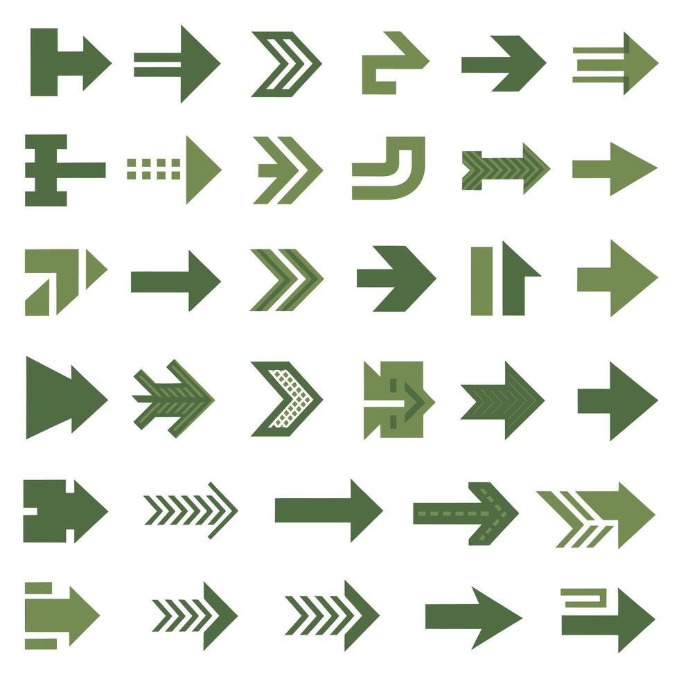Collection of Chartreuse arrow symbols icons on white background vector