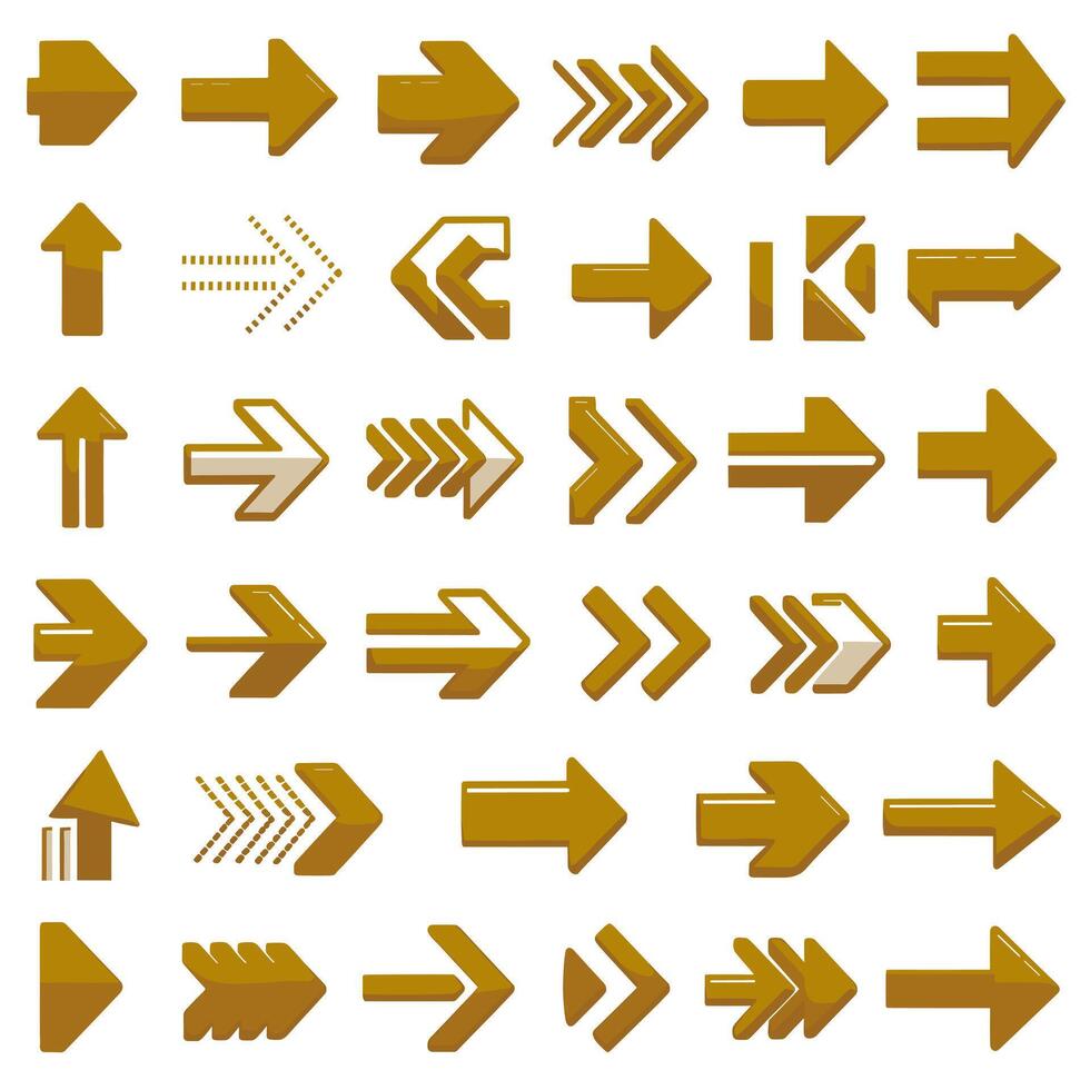 Honeydew Arrow Icon Set with Diverse Designs and Orientations vector