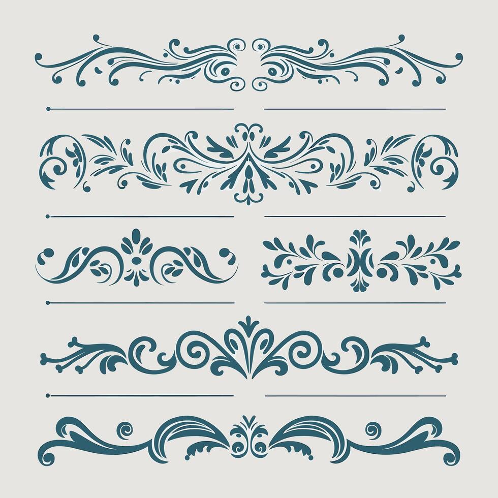 Set of vintage floral design elements vector