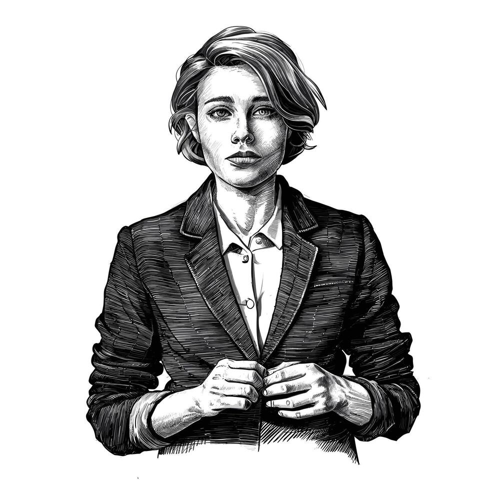 blazer pencil ink sketch drawing black and white monochrome engraving style vector