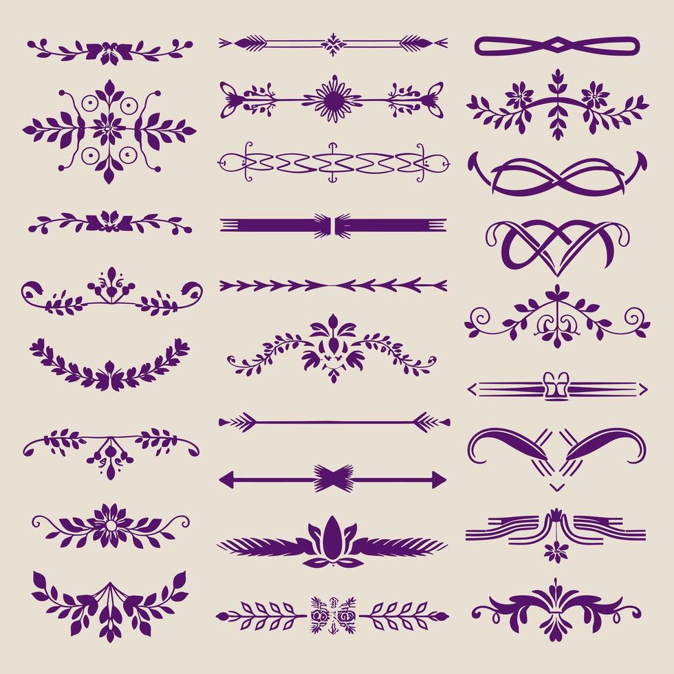 Set of vintage decorative elements illustration vector