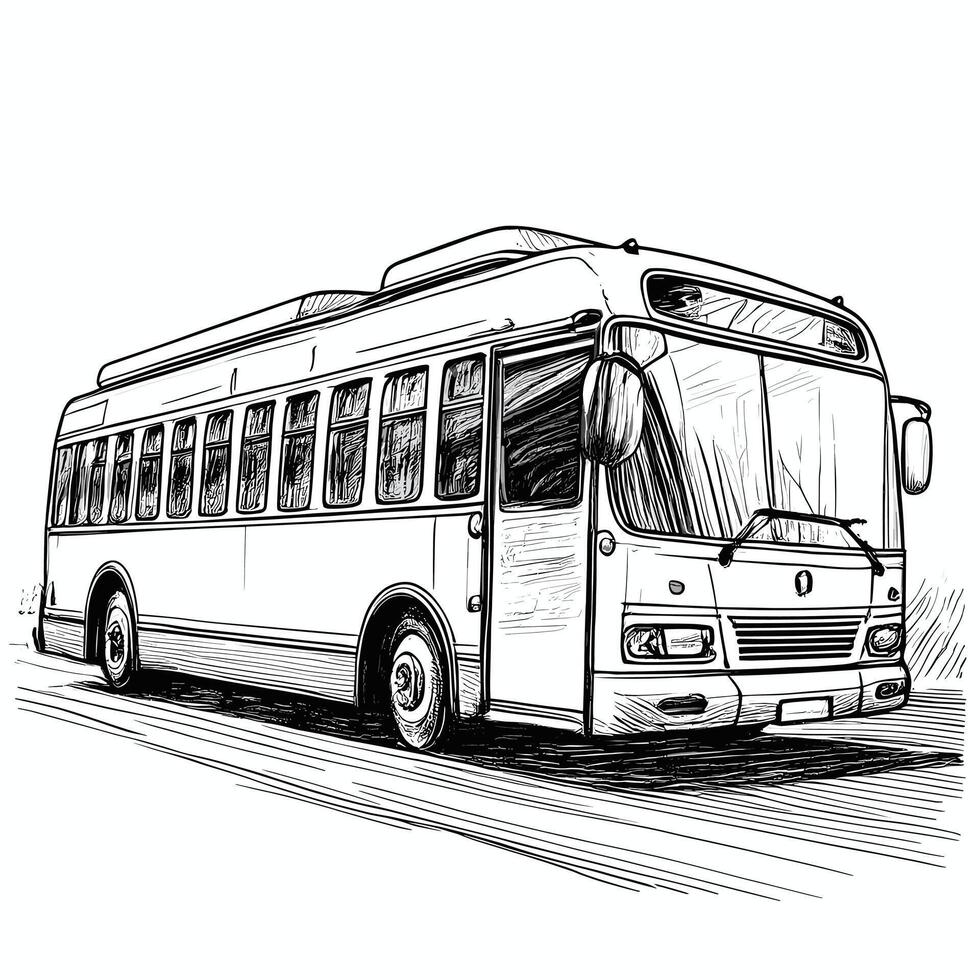 A drawing of a bus on a white background vector