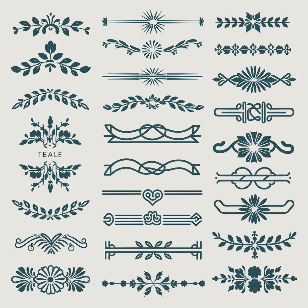 Set of vintage floral design elements, decorative elements and decorative elements vector