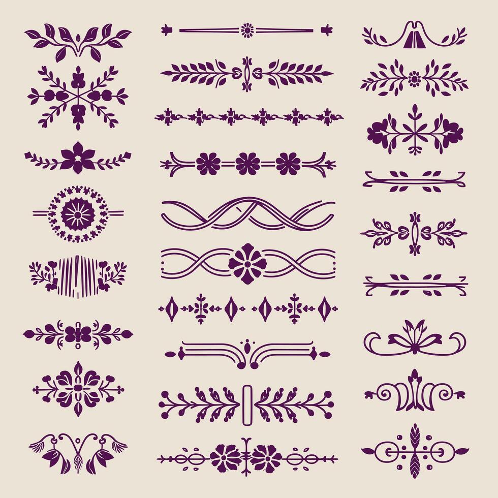 Set of decorative elements, floral design elements, decorative elements, decorative elements, decorative elements, decorative vector