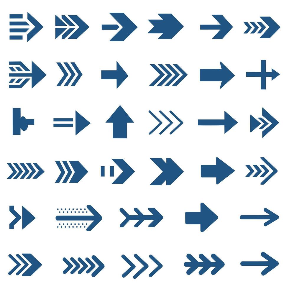 Collection of Azure arrow symbols icons on white background vector