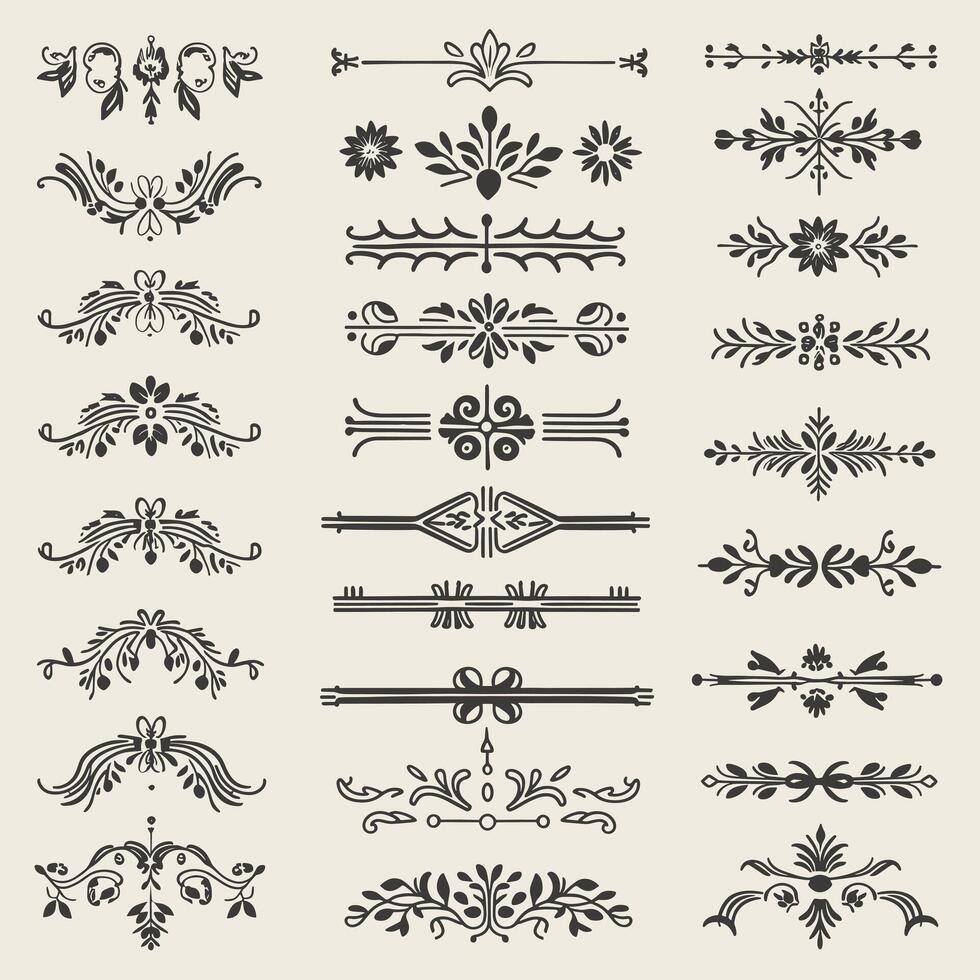 Set of vintage decorative elements, illustration vector