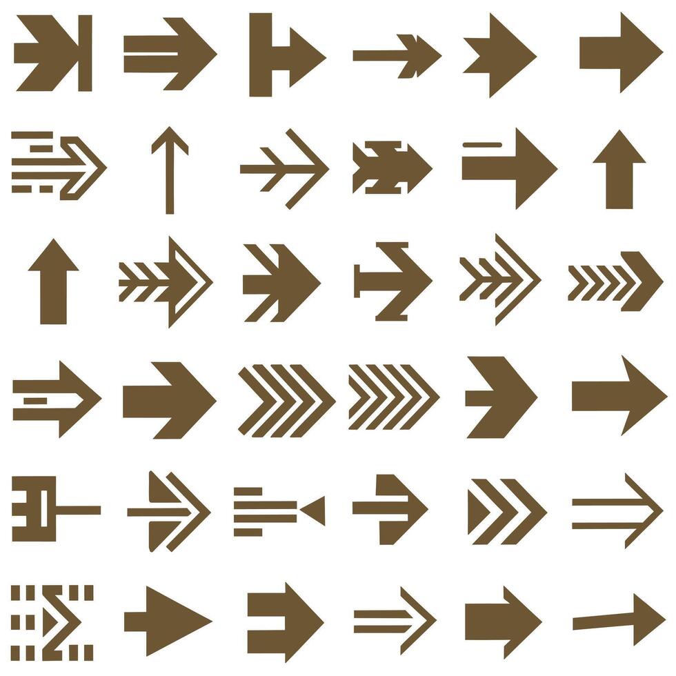 Collection of Tan arrow symbols icons on white background vector