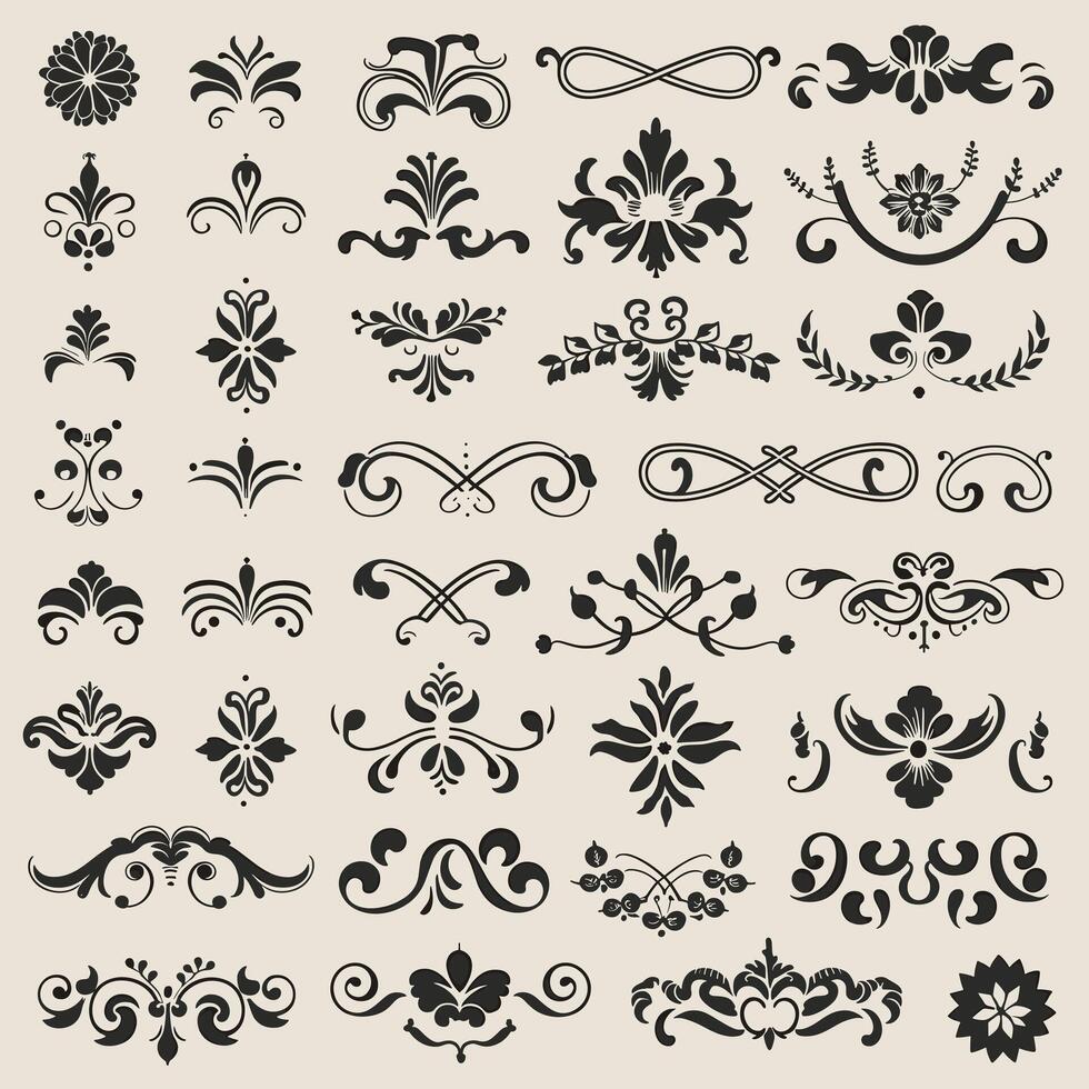 A large collection of ornamental designs vector