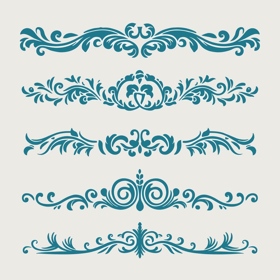 Set of vintage floral design elements illustration vector