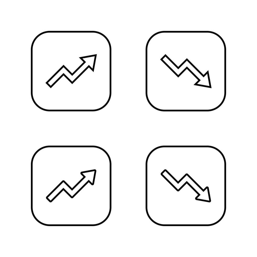 Uptrend and downtrend arrow line icon on square line. Statistic sign symbol vector