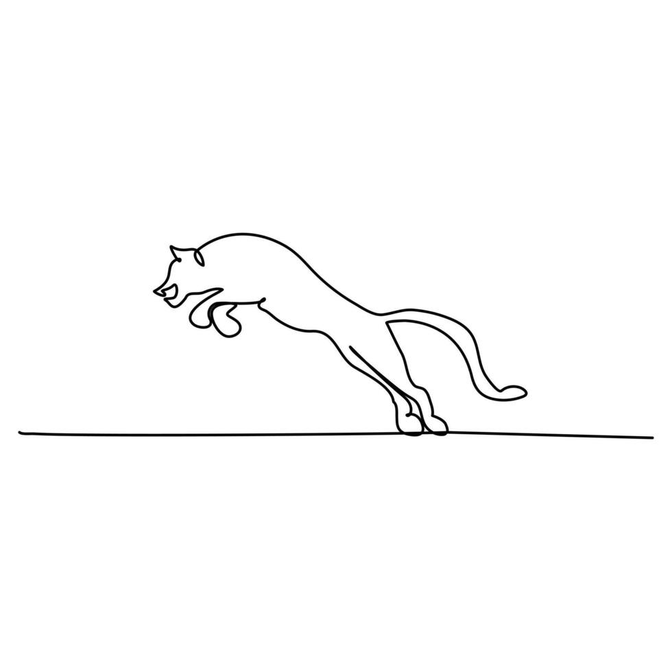Tiger Jump Simple Line art Drawing of a Tiger vector