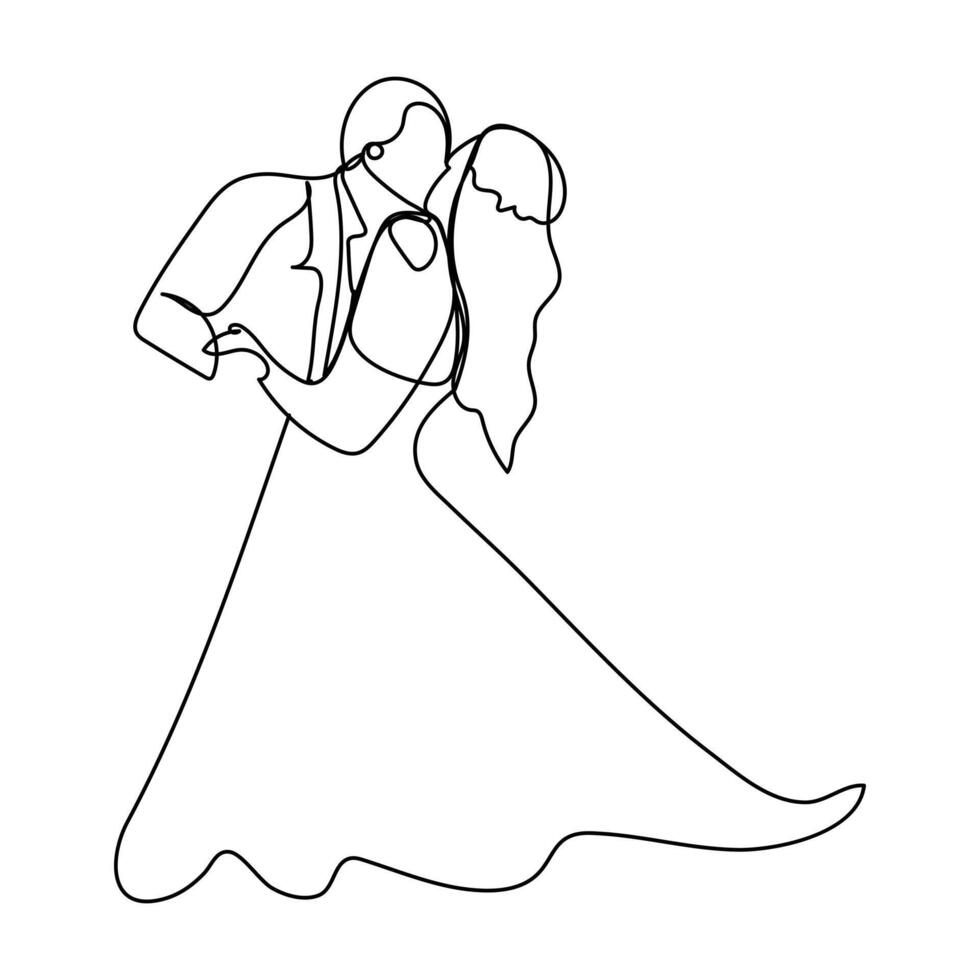 one line drawing of hugging couple minimalism. Single hand drawn continuous of man and woman in romantic moment. vector