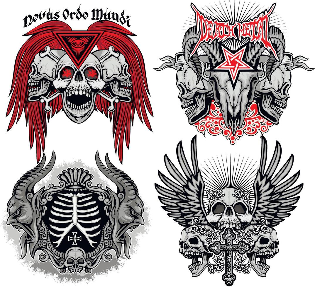 Set evel skull with cross vector