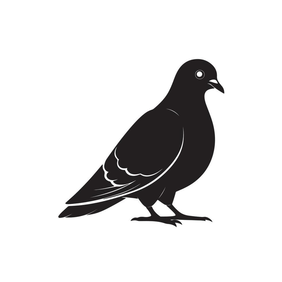 Black silhouette of pigeon vector