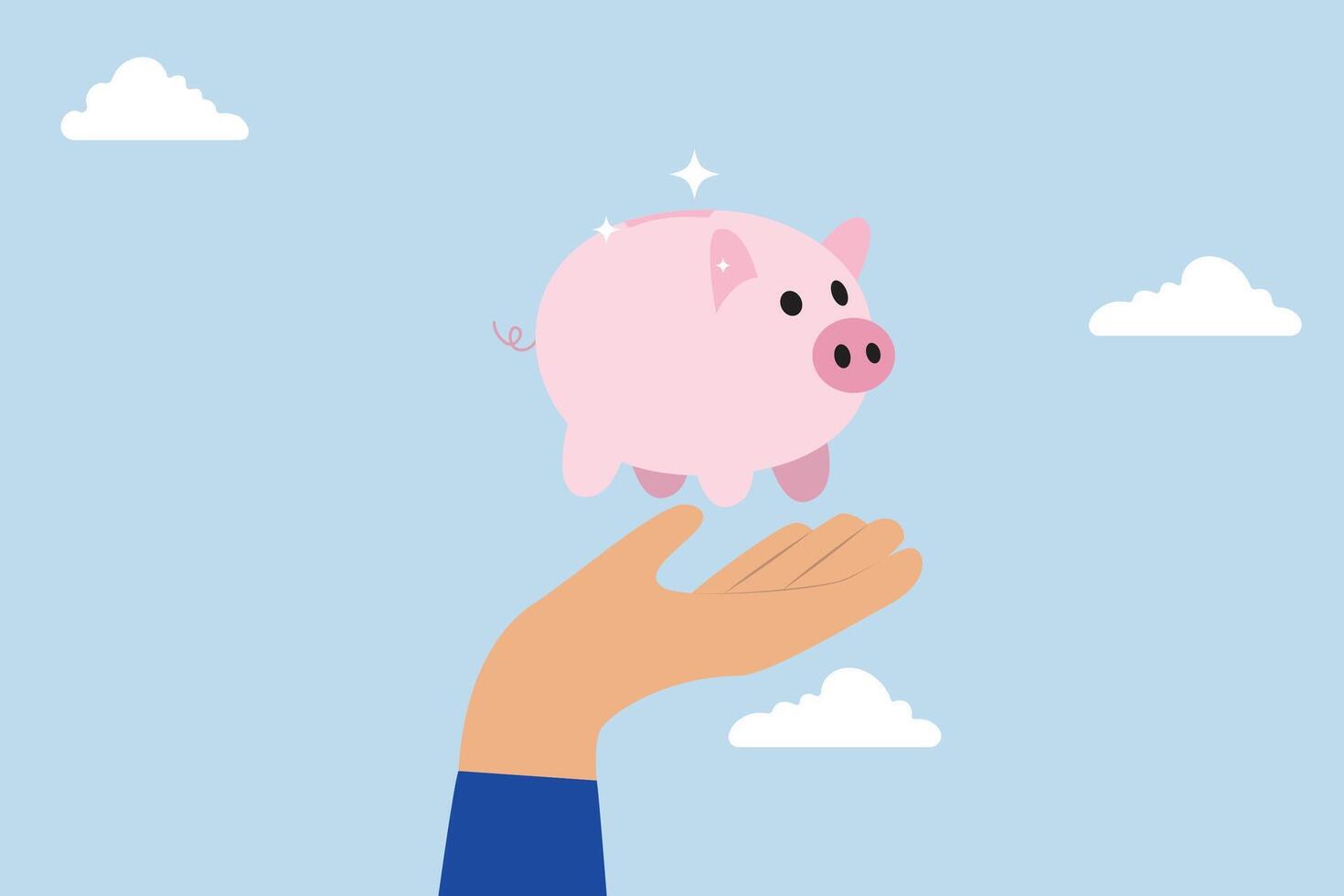 Offer investment and savings service, Businessman serving a valuable piggybank on a fancy tray as a professional gesture. vector