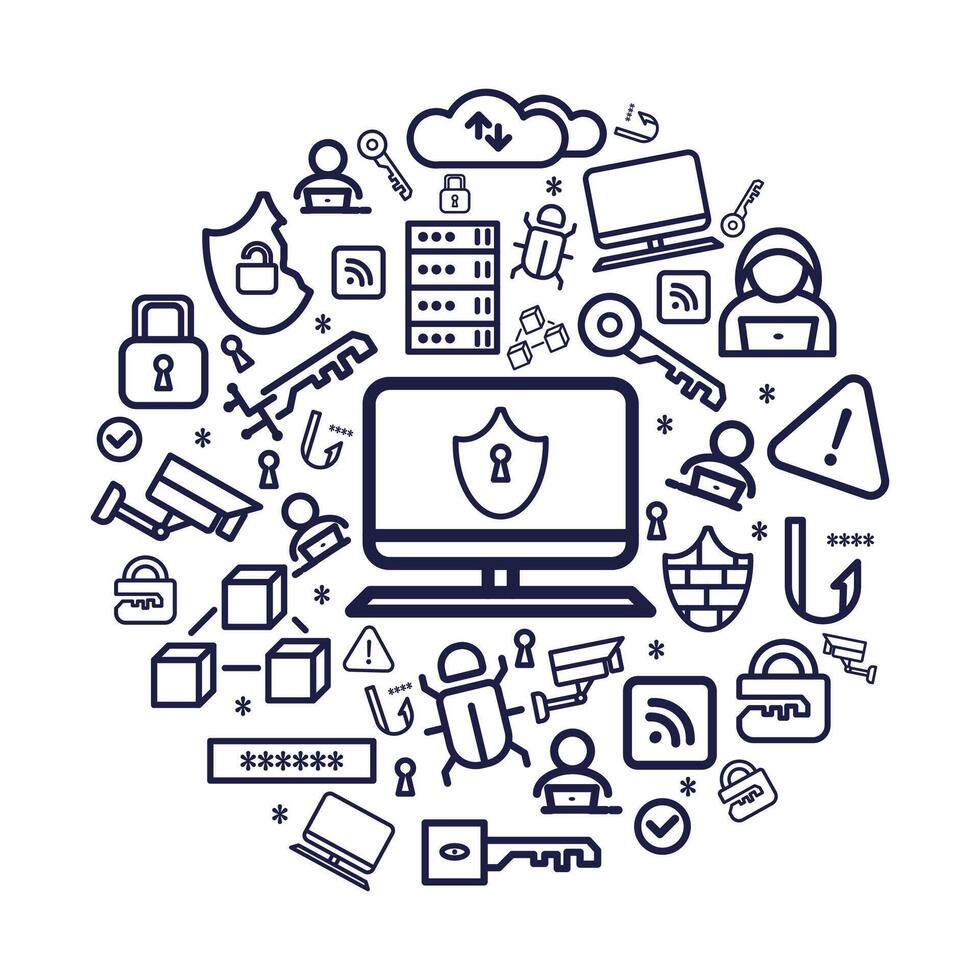 Cyber Security Outline Pattern vector