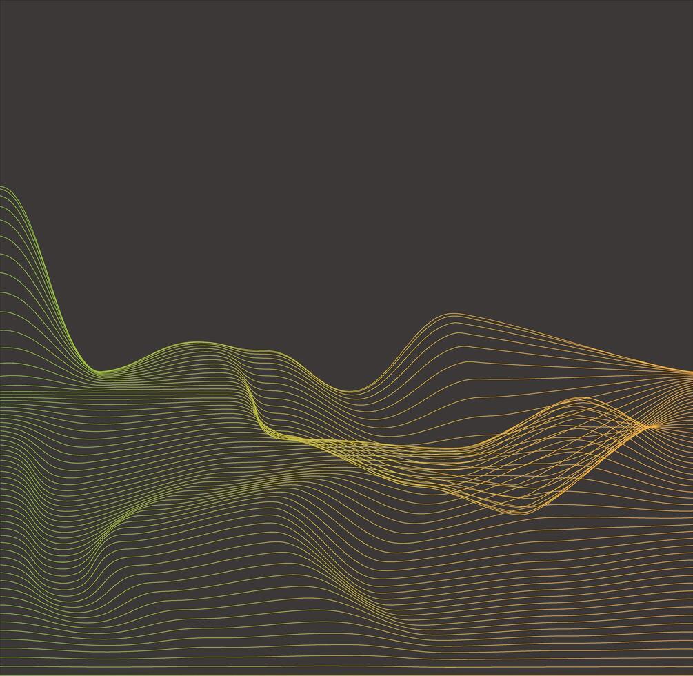 A dynamic abstract landscape with flowing, colorful lines against a dark background. vector