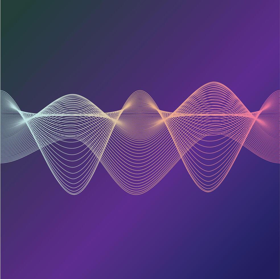 A dynamic, abstract image featuring a series of interconnected, flowing waves in shades of white, orange, and yellow against a deep purple gradient background. vector