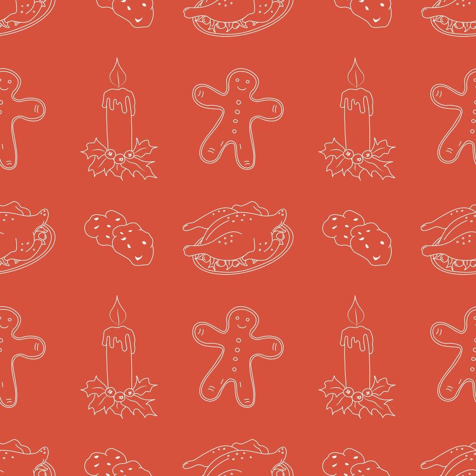 Seamless christmas pattern. New year background. Doodle illustration with christmas icons vector