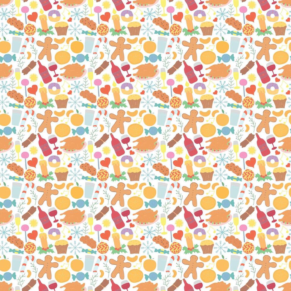 new year background. Doodle illustration with christmas icons vector
