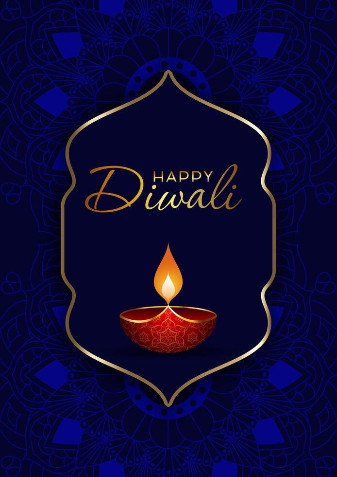 Elegant background for Diwali with golden frame vector