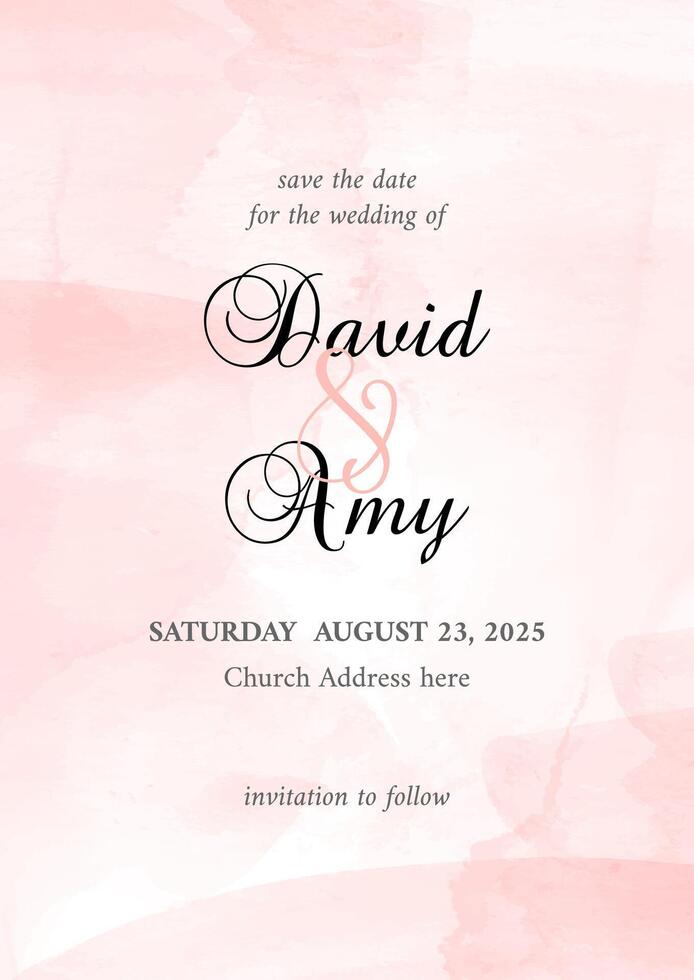 Elegant save the date design with hand painted watercolour background vector
