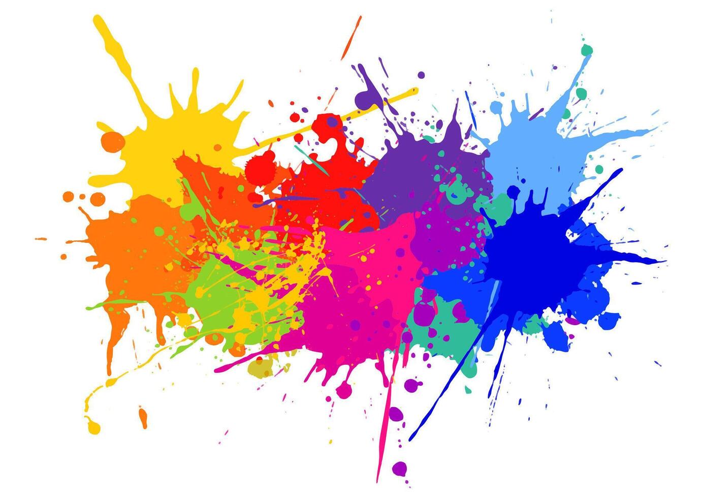 Rainbow coloured hand painted watercolour splatter design vector