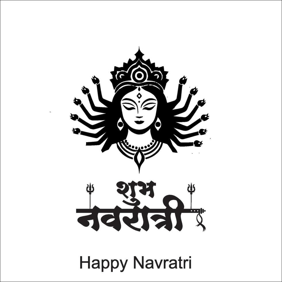 Happy Navratri festival celebration poster or banner design, illustration of Goddess Durga Maa vector