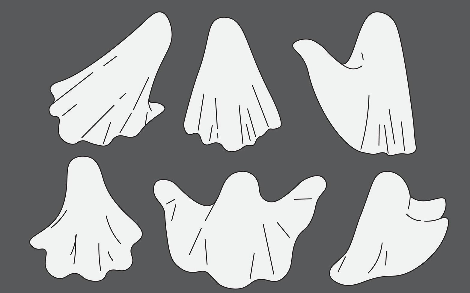 halloween retro ghosts set vector