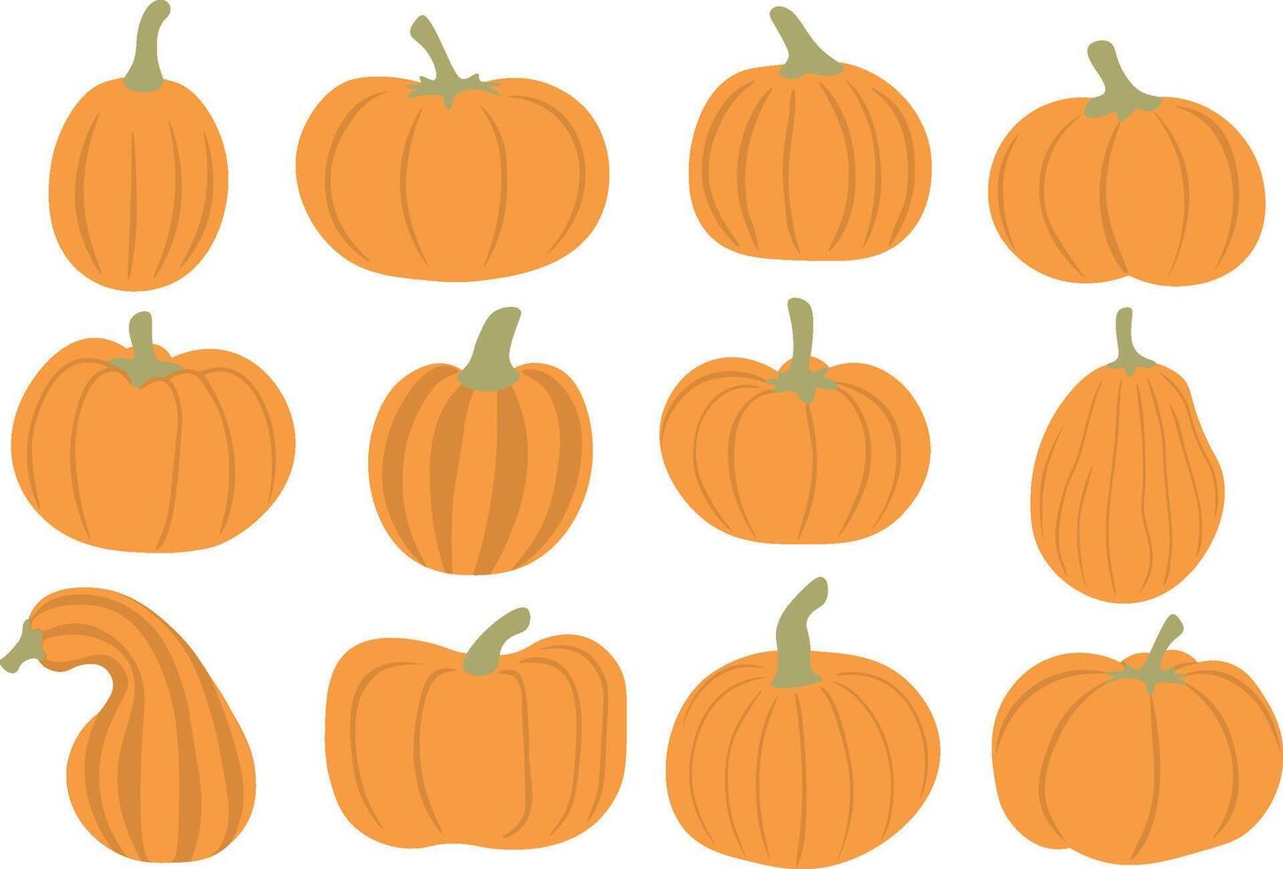 orange simple pumpkins shapes set vector