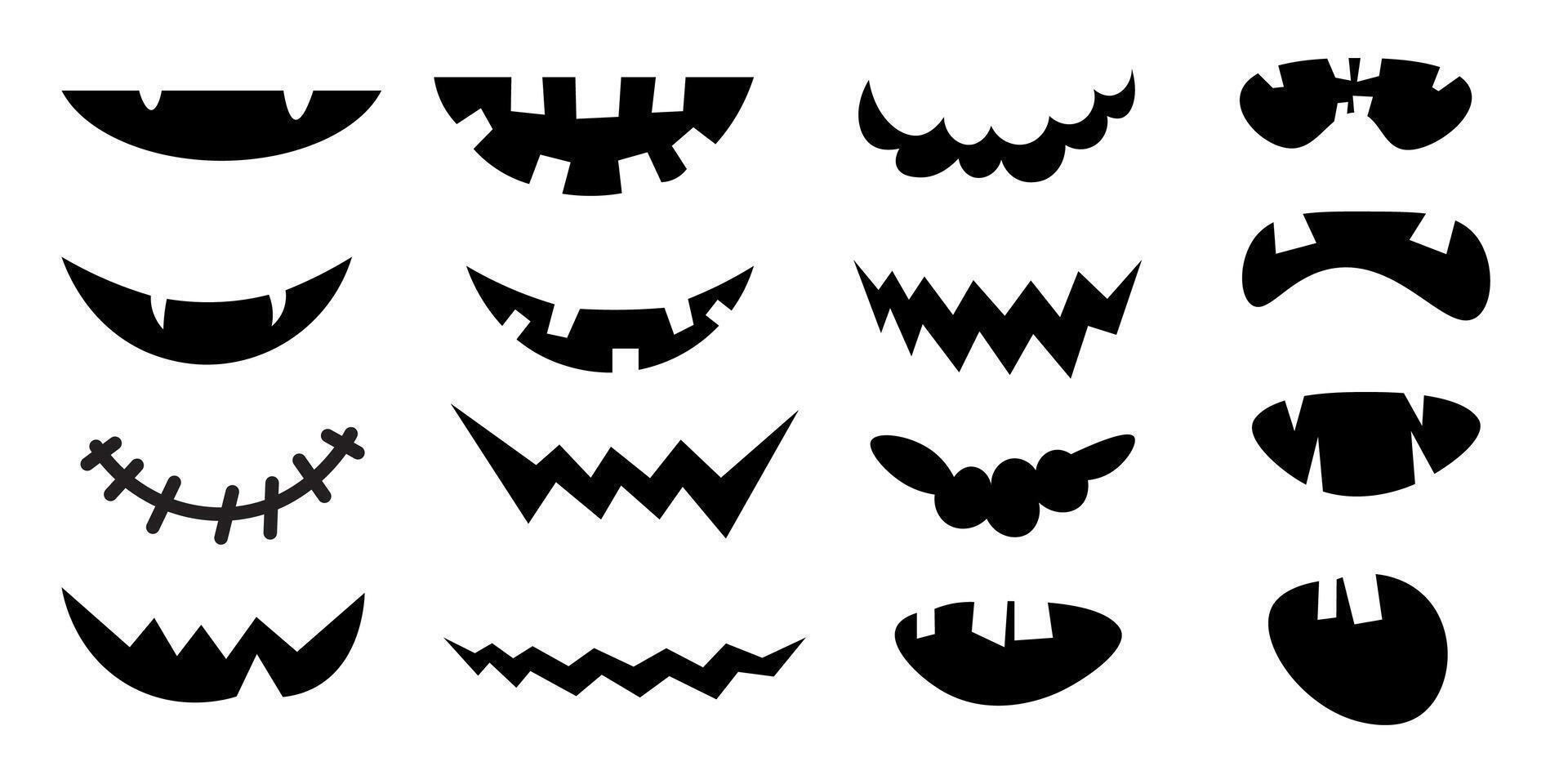 halloween doodle smile set vector