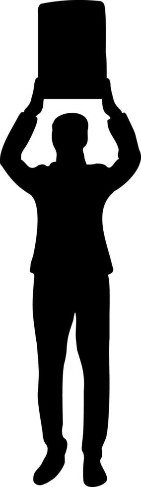 Man Holding a Poster Above Head Design Element vector