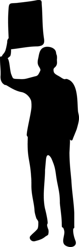 Man Holding a Poster Above Head Design Element vector