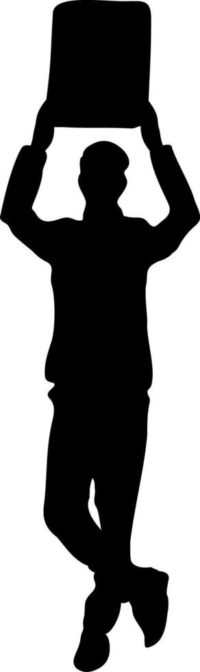 Man Holding a Poster Above Head Design Element vector