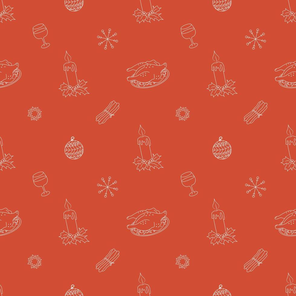 Seamless christmas pattern. New year background. Doodle illustration with christmas icons vector