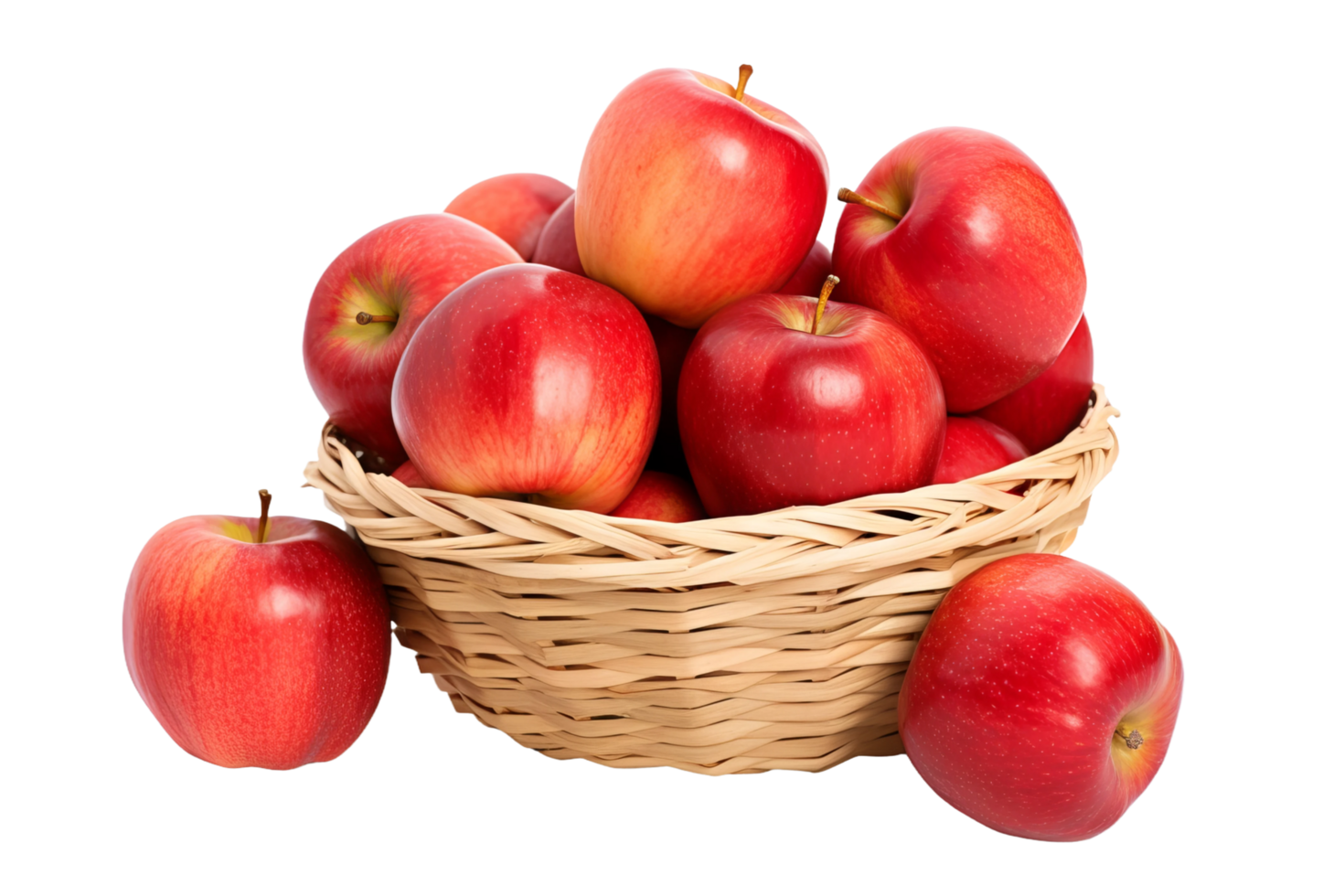 a basket full of red apples on a transparent background png