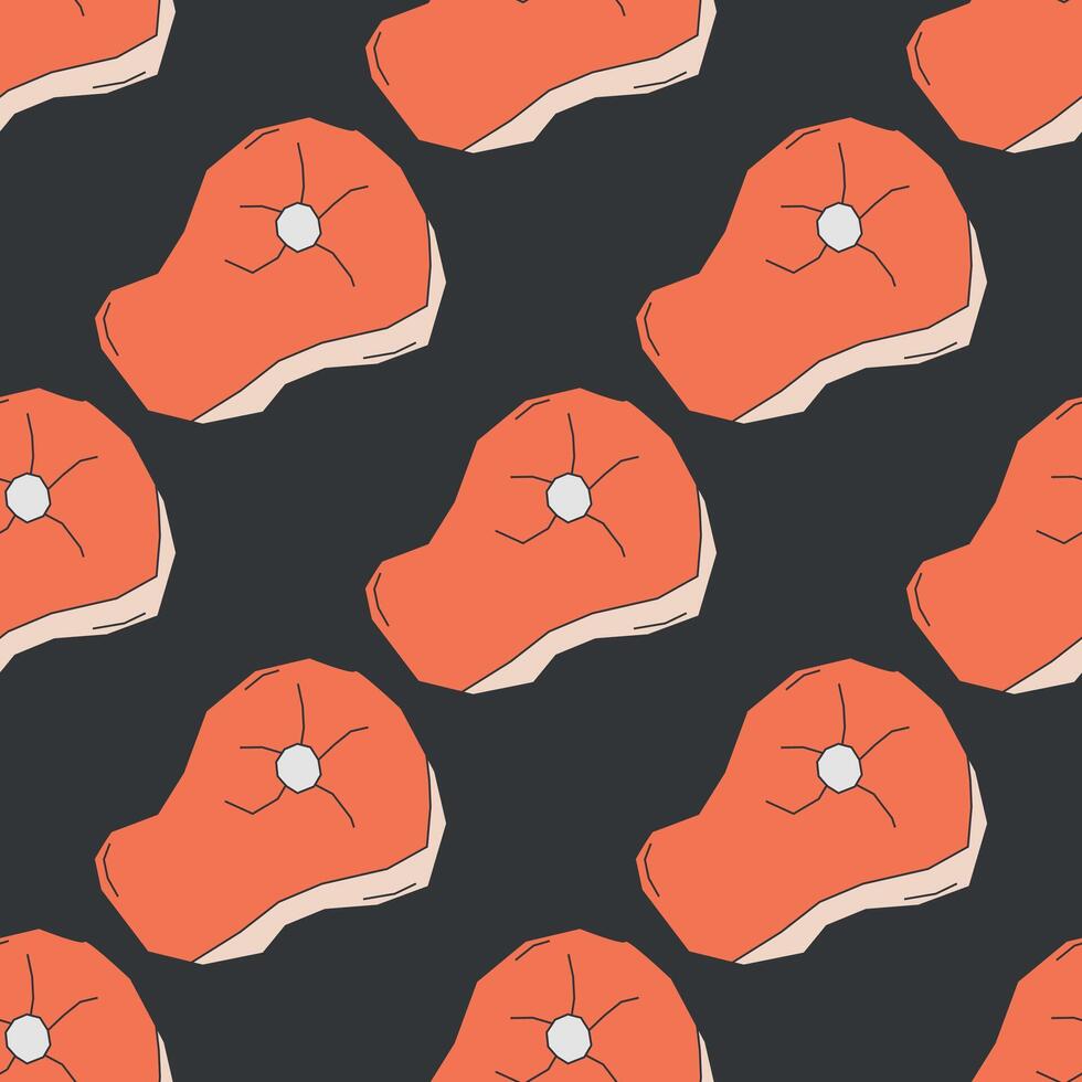 A pattern of meat on a black background vector