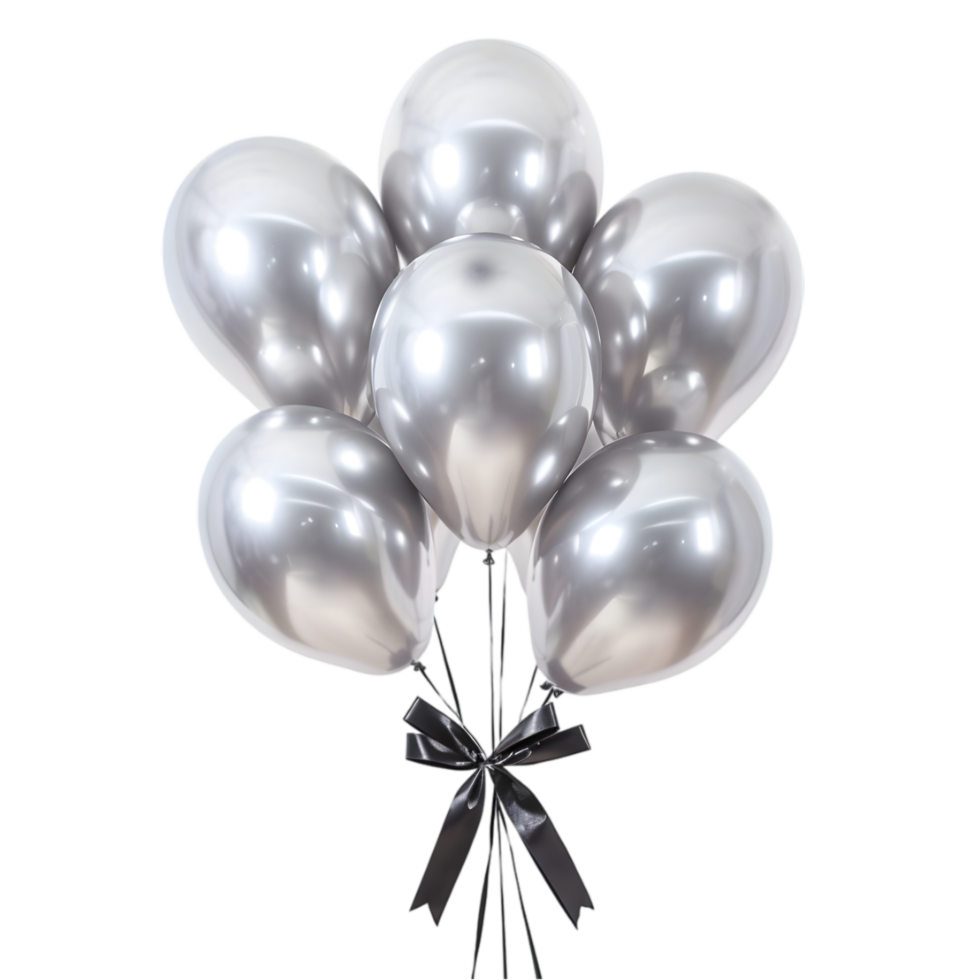 Silver balloons with black ribbon png