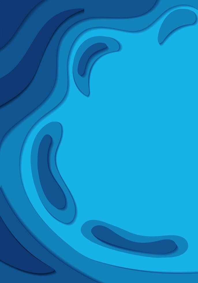 Ocean water abstract chromatic background with curve lines in paper cut technique. Colorful carving art vector