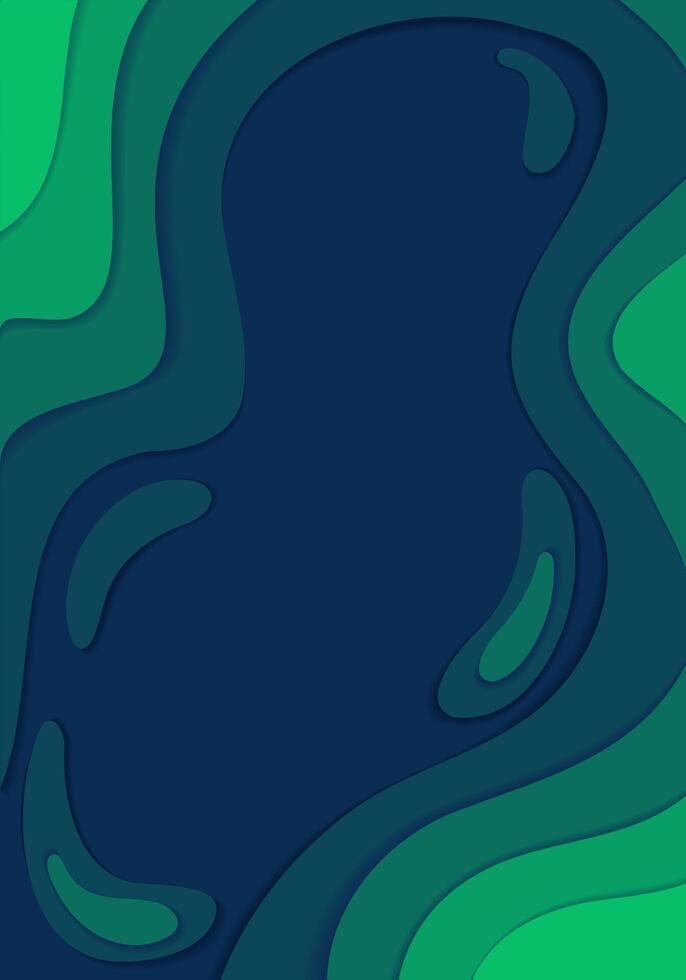 Water abstract chromatic background with curve lines in paper cut technique. vertical banner with copy space. Colorful carving art vector