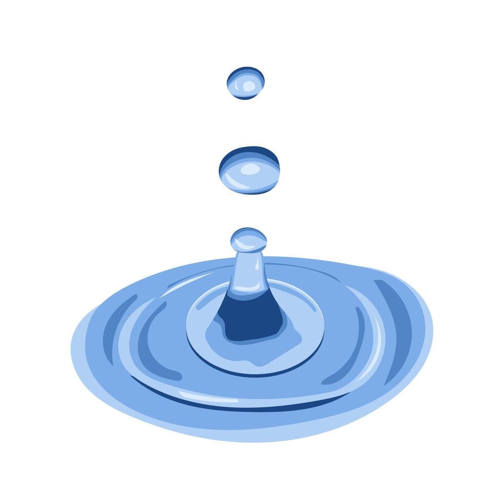 Water drops and splashes in realistic hand drawn style. Splashes of water or other liquid. Waves and drops movement. flat illustration isolated on white background vector