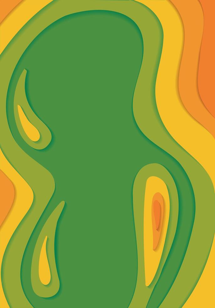 Topographic abstract chromatic background with curve lines in paper cut technique. Colorful carving art for maps. vector