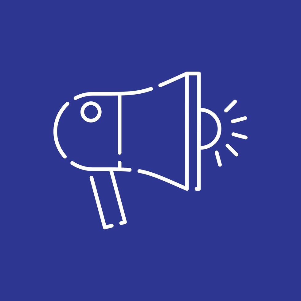 A megaphone icon on a blue background vector
