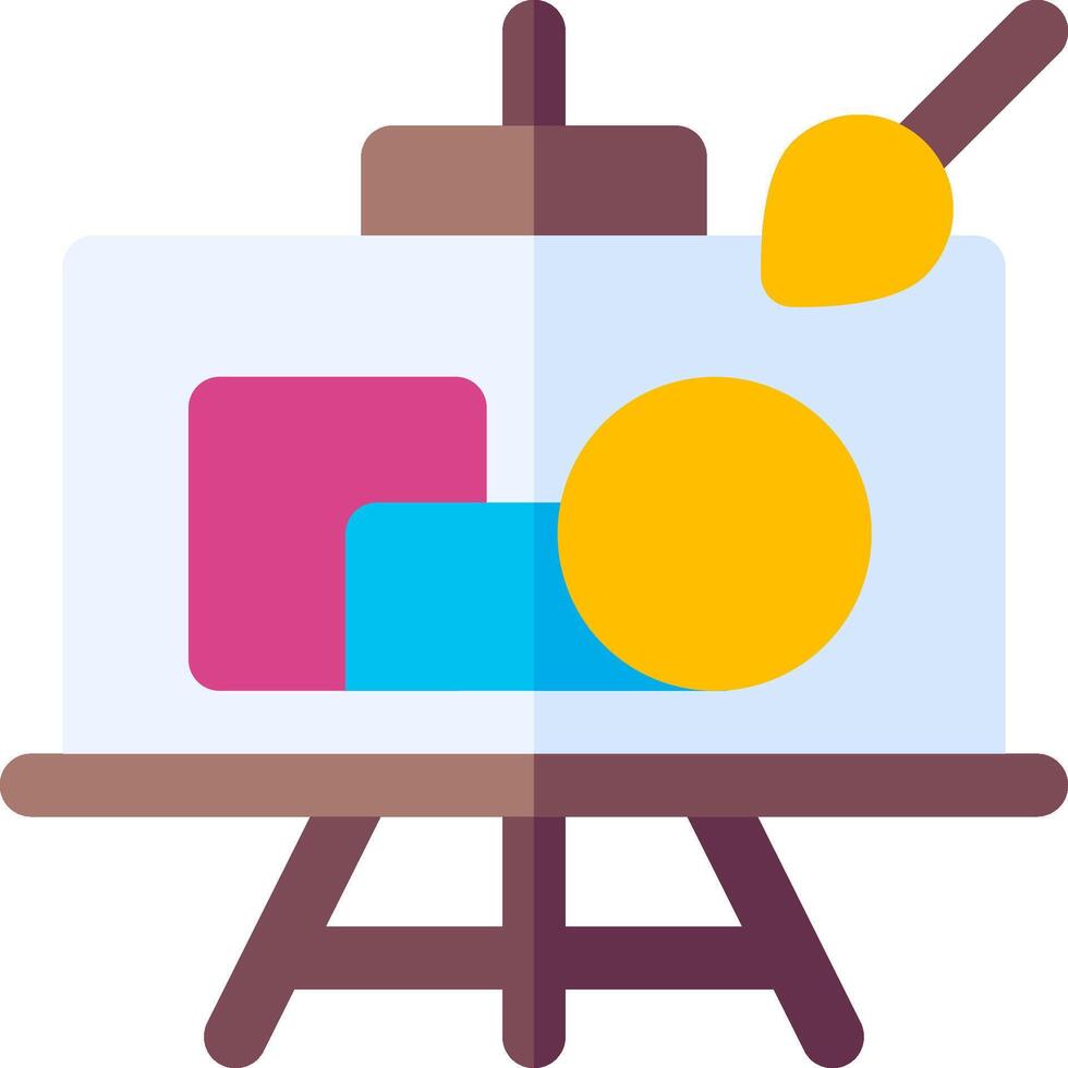 A painting easel with a paintbrush and a yellow cube vector