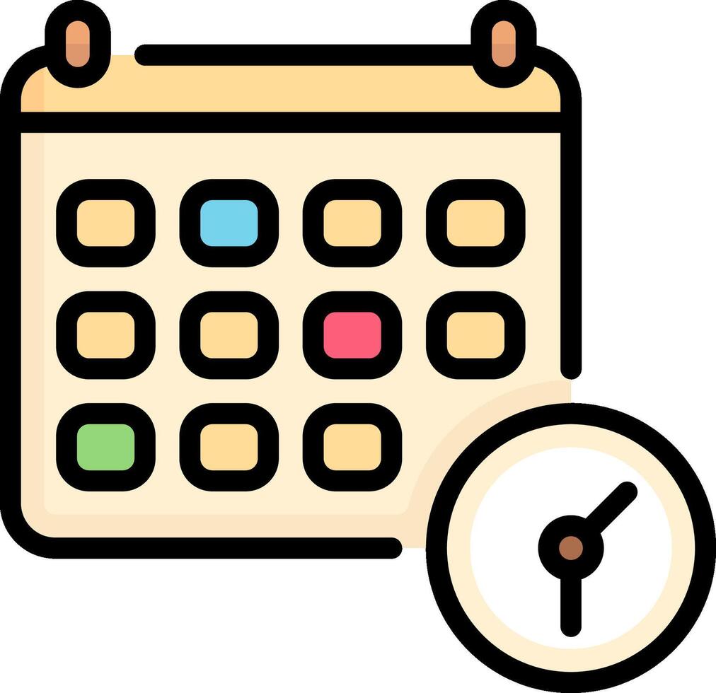 Calendar icon with clock and calendar vector
